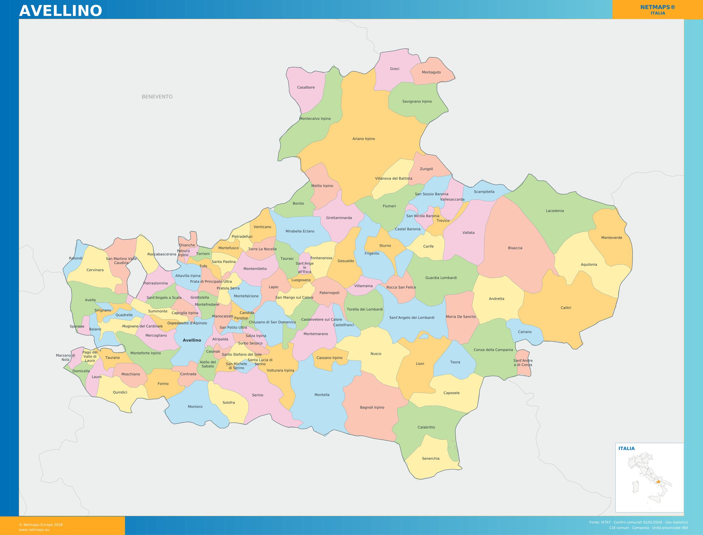 Mappa della provincia di Avellino