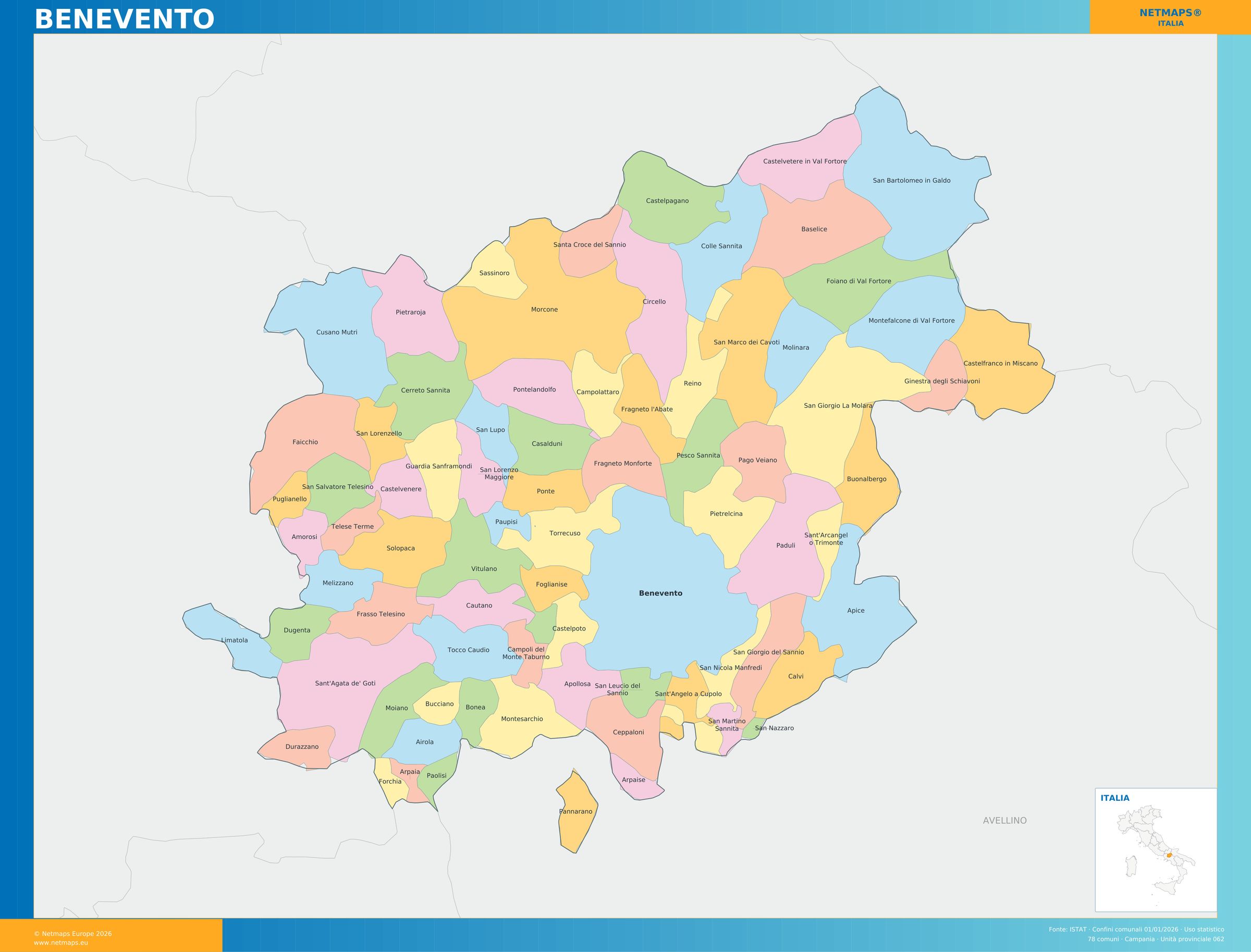 Mappa della provincia di Benevento
