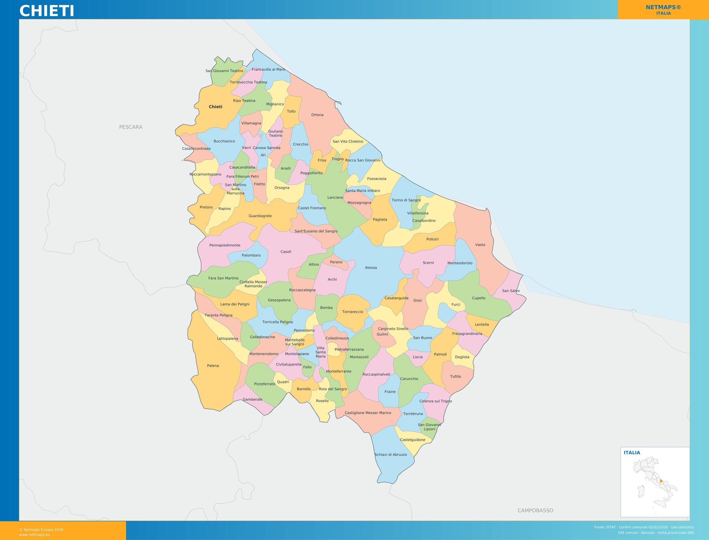 Mappa della provincia di Chieti