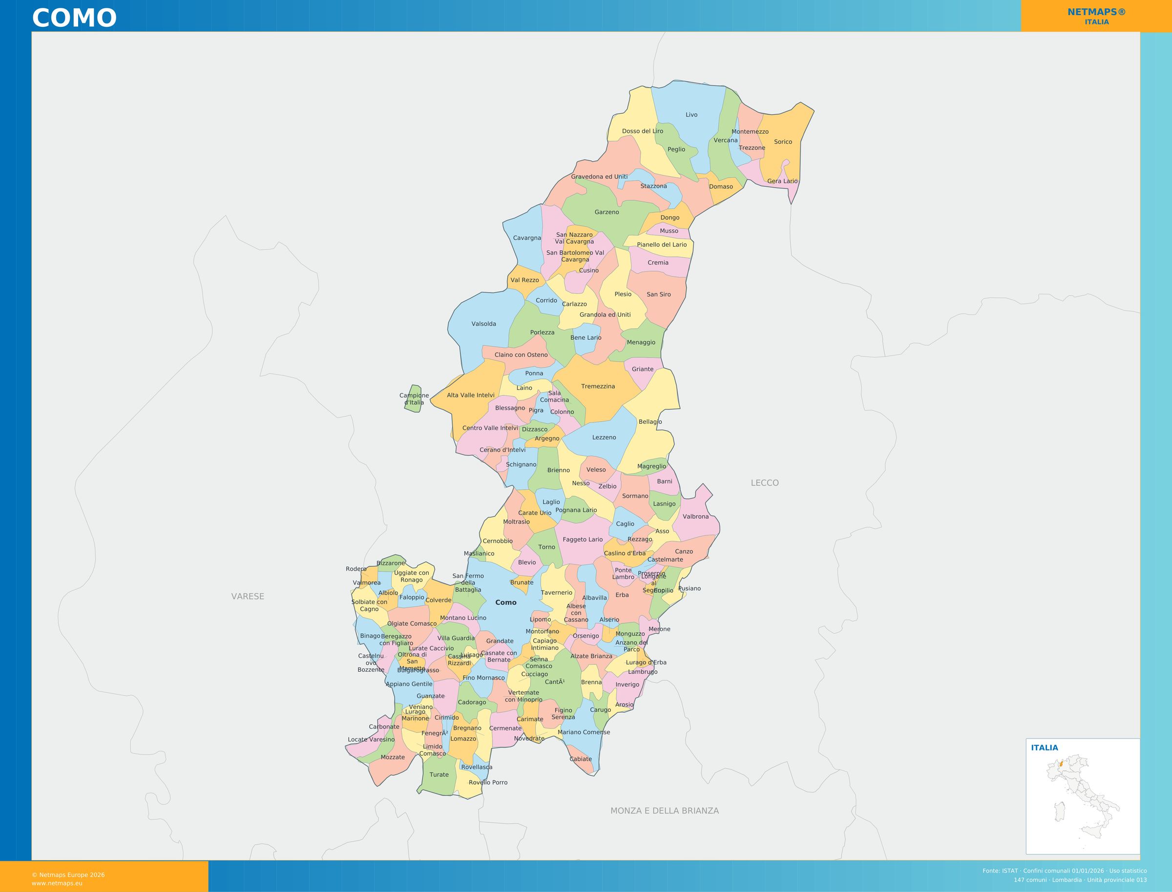 Mappa della provincia di Como