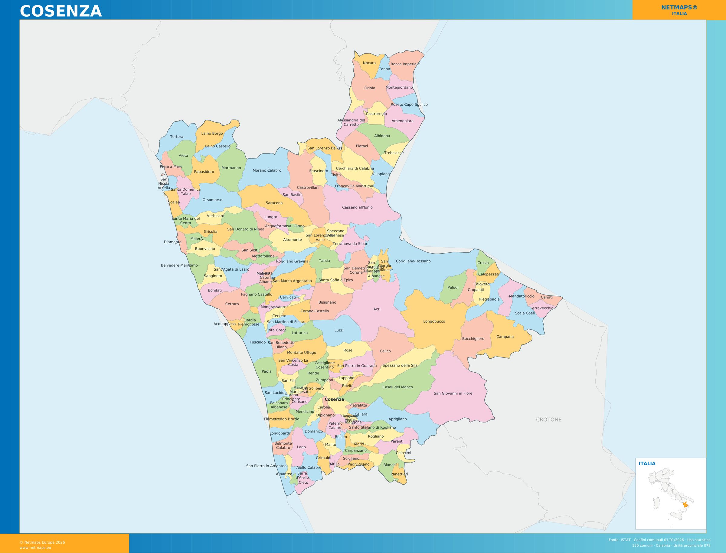 Mappa della provincia di Cosenza