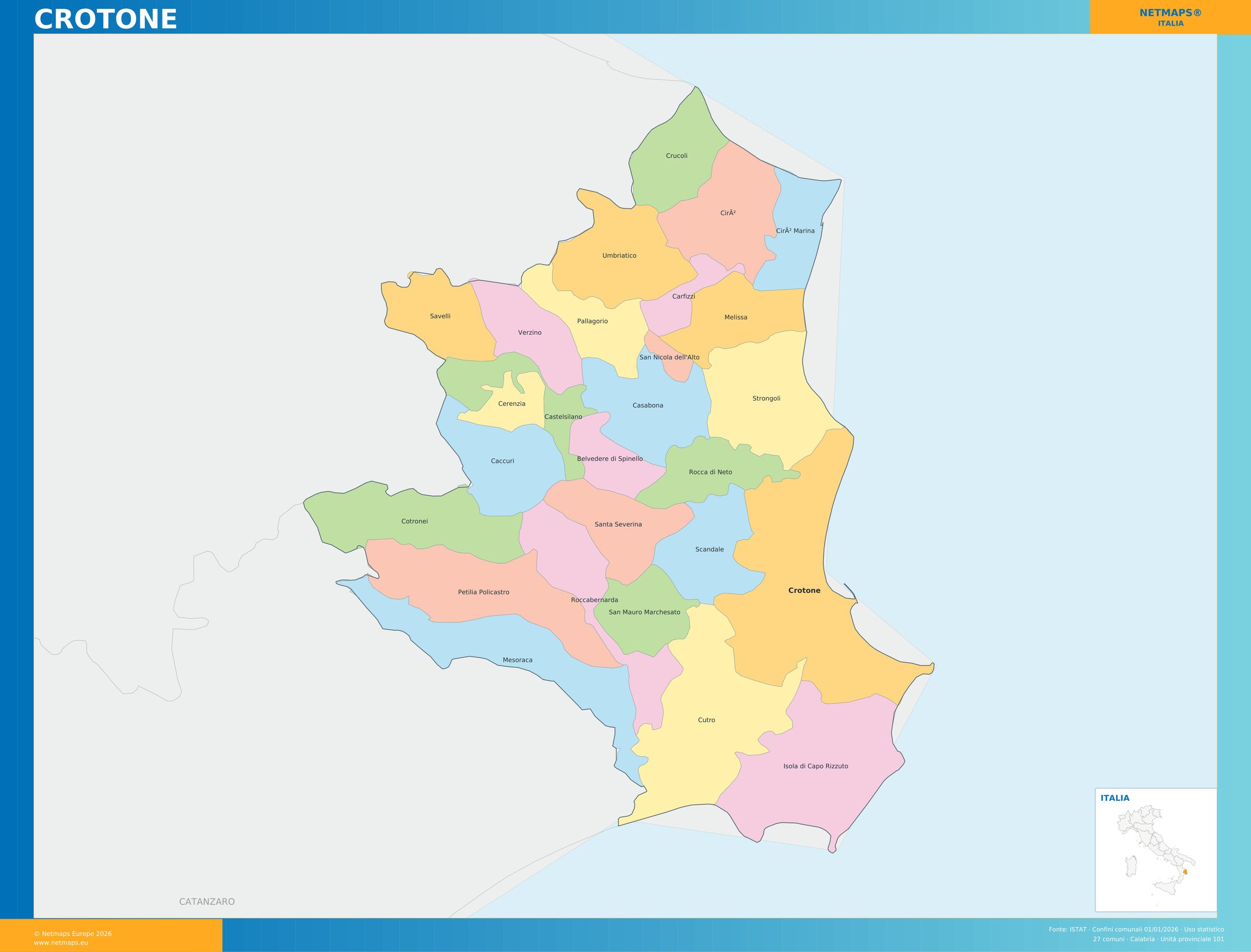 Mappa della provincia di Crotone