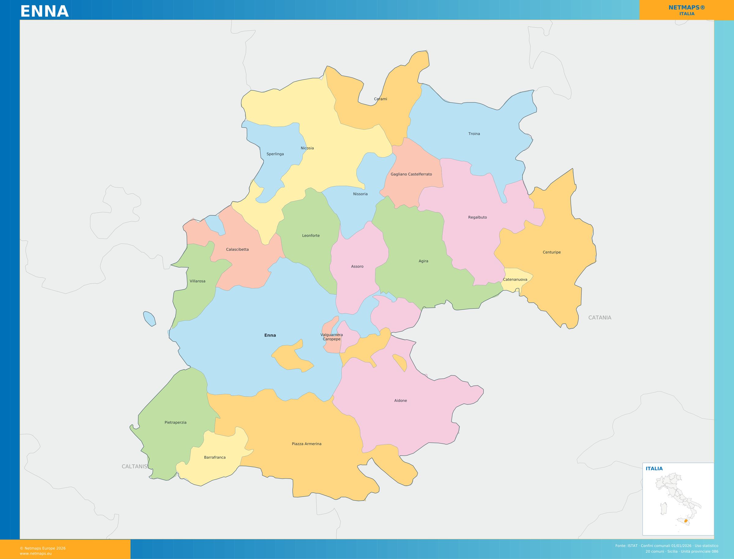 Mappa della provincia di Enna