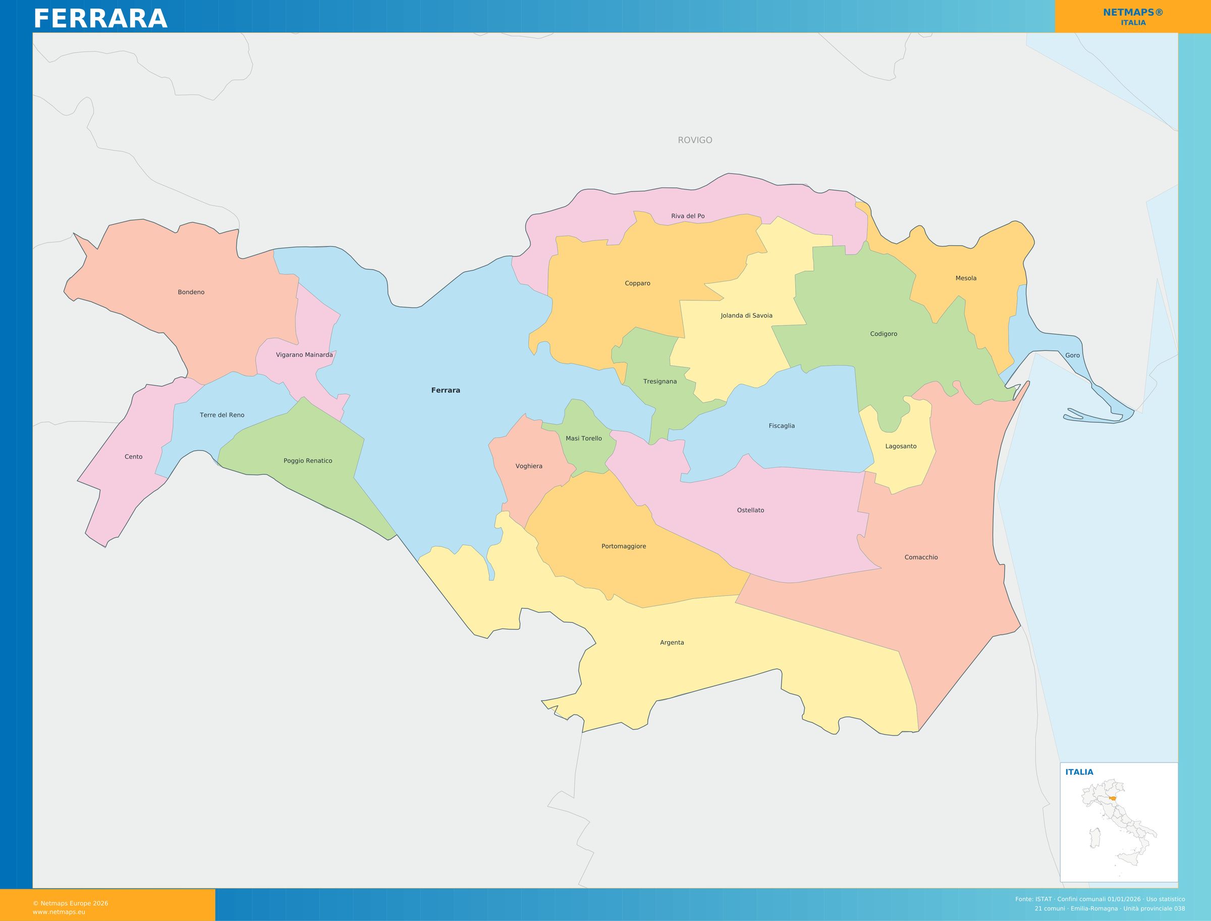 Mappa della provincia di Ferrara