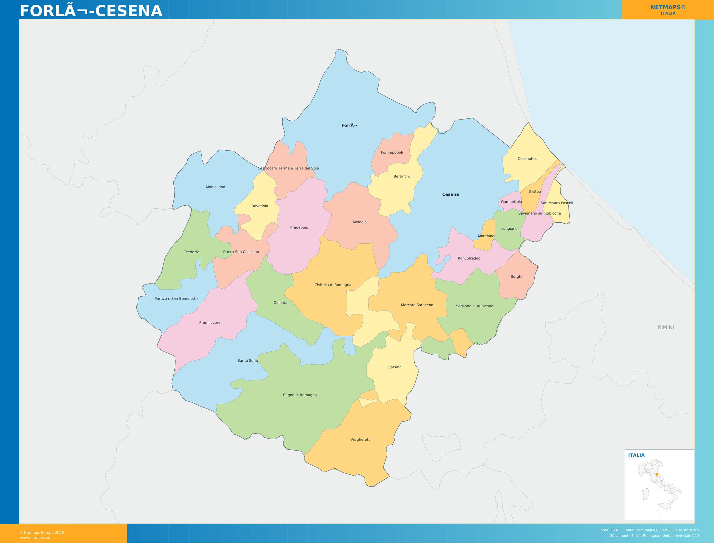 Mappa della provincia di Forlì-Cesena