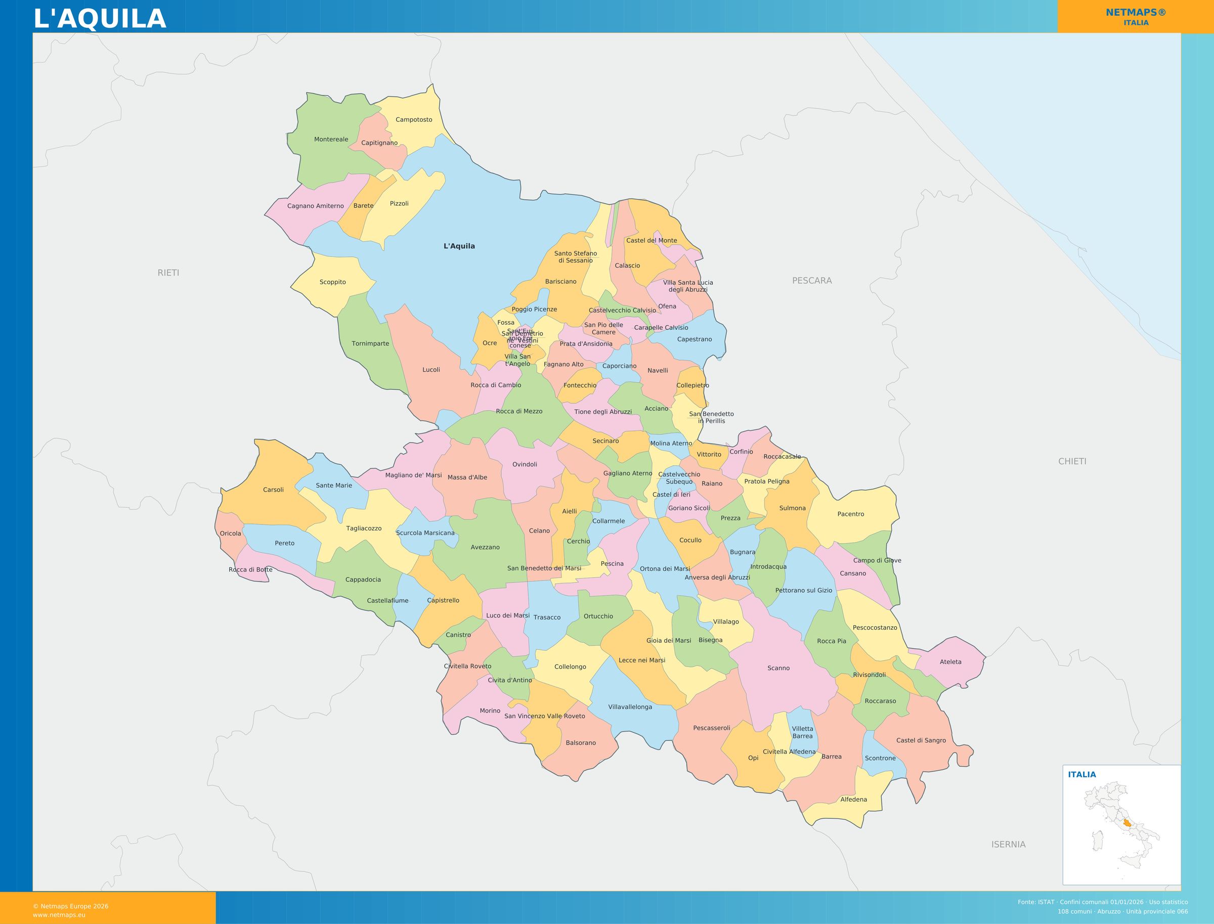 Mappa della provincia di L'Aquila