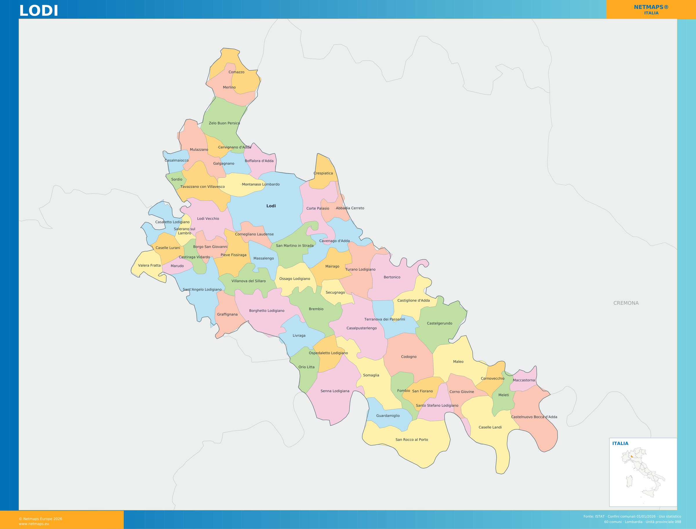 Mappa della provincia di Lodi