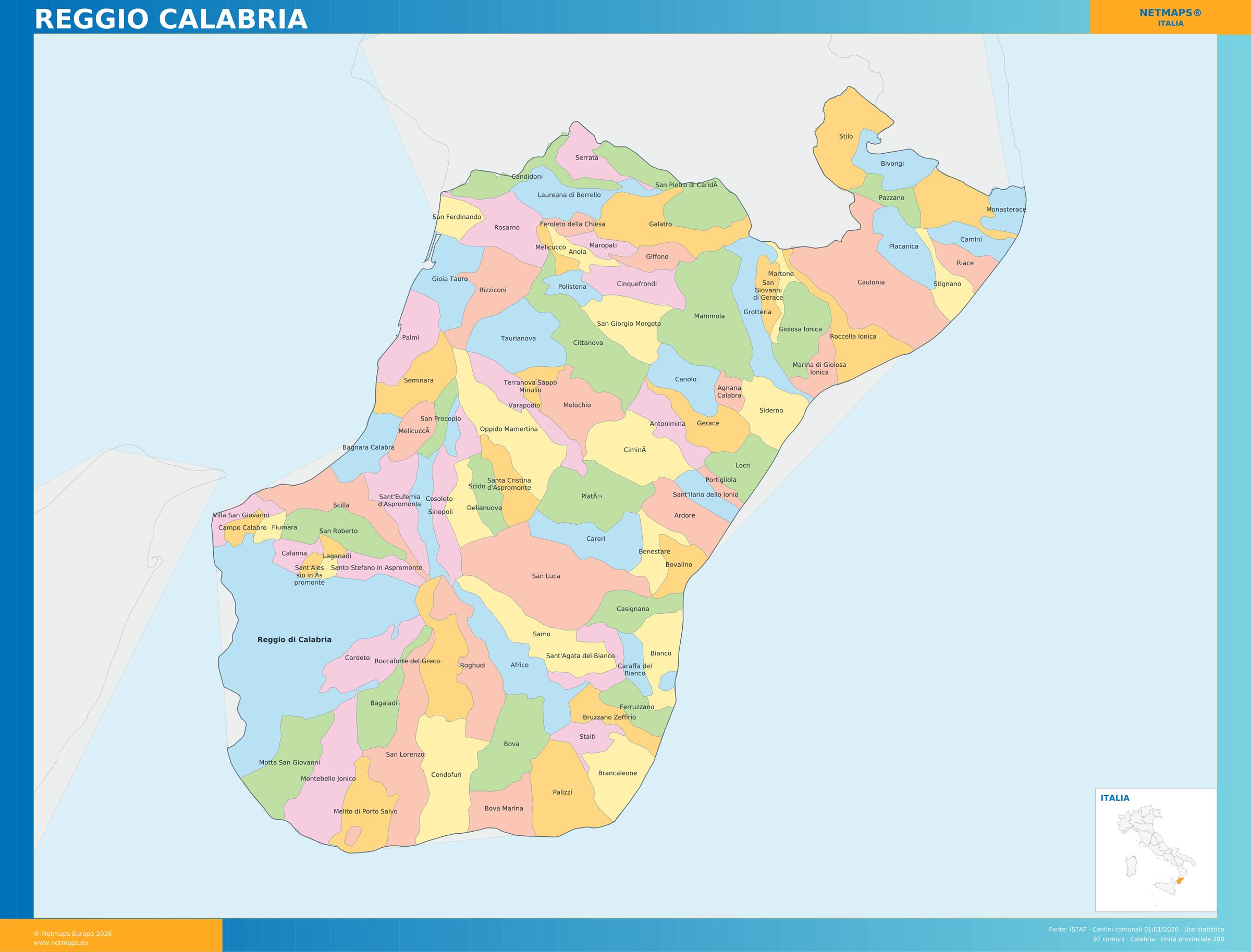 Mappa della provincia di Reggio Calabria