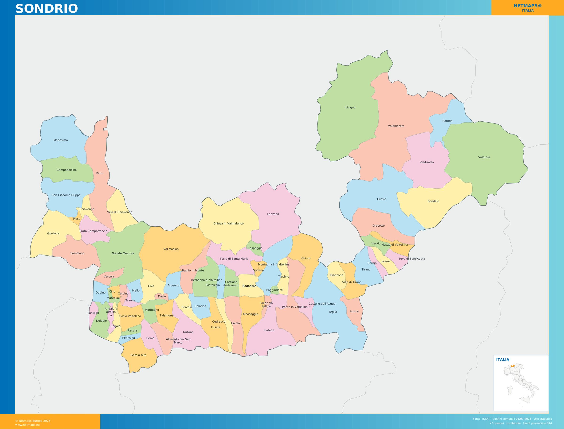 Mappa della provincia di Sondrio