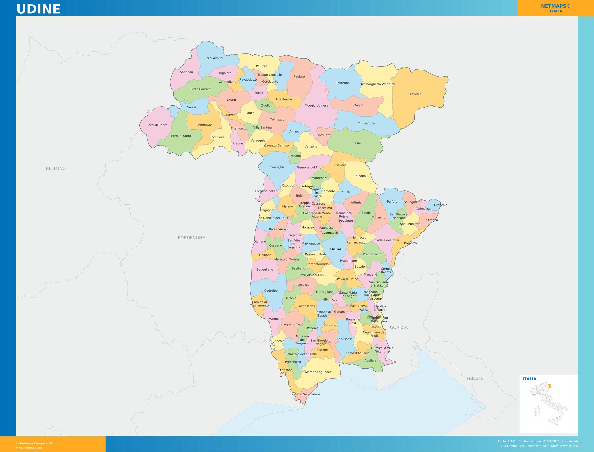 Mappa della provincia di Udine