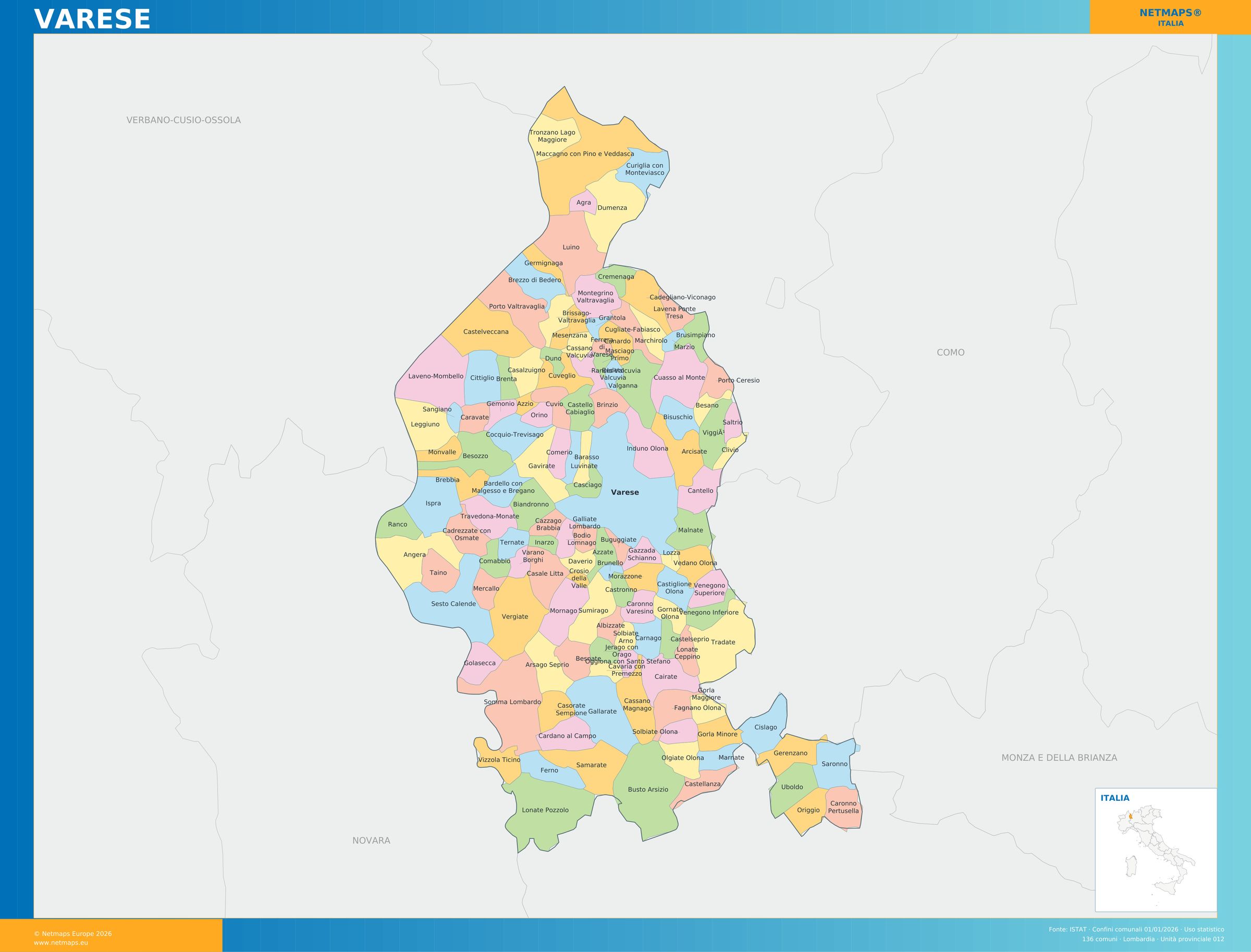 Mappa della provincia di Varese