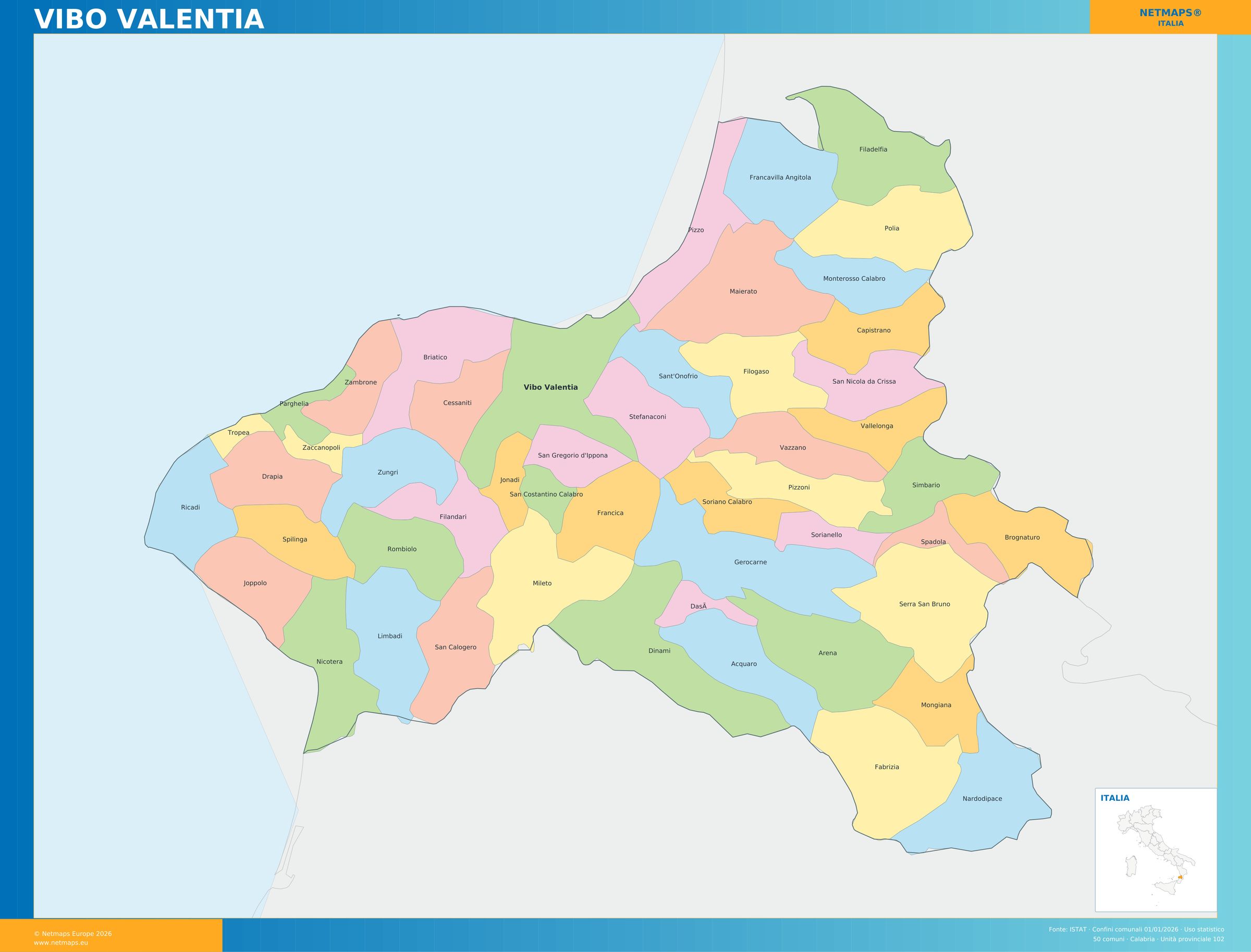 Mappa della provincia di Vibo Valentia